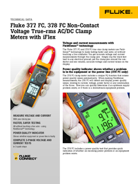 Thumbnail of document Data Sheet - 378 FC Non-Contact Voltage True-rms AC/DC Clamp Meter